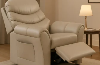 Poltrona do Papai Reclinável Com Encosto Macio Bege para Sala e Amamentação da Casa e Requinte